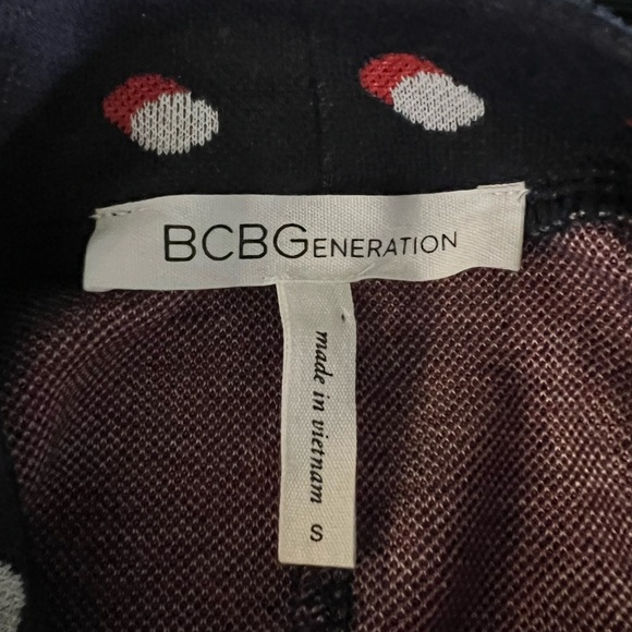 BCBGeneration mock turtleneck bell sleeves blue with polka dots sweater small - Picture 8 of 8